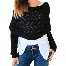 Carica l'immagine nel visualizzatore di Gallery, Accogliente Coprispalle Lavorato a Maglia -Nero - Ozerty