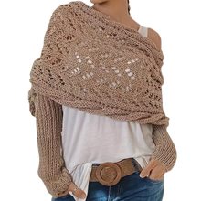 Carica l'immagine nel visualizzatore di Gallery, Accogliente Coprispalle Lavorato a Maglia -Cammello - Ozerty