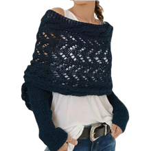 Carica l'immagine nel visualizzatore di Gallery, Accogliente Coprispalle Lavorato a Maglia -Blu navy - Ozerty