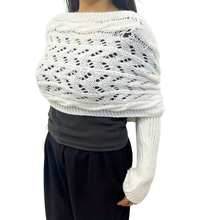 Carica l'immagine nel visualizzatore di Gallery, Accogliente Coprispalle Lavorato a Maglia -Bianco - Ozerty