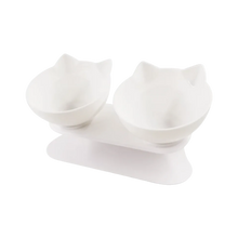 Carica l'immagine nel visualizzatore di Gallery, Ciotola comfort rialzata per gatti -Bianco/Doppio - Ozerty