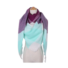 Carica l'immagine nel visualizzatore di Gallery, Sciarpa in cashmere a quadri effetto mohair -Malta - Ozerty