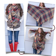 Carica l'immagine nel visualizzatore di Gallery, Sciarpa in cashmere a quadri effetto mohair - Ozerty