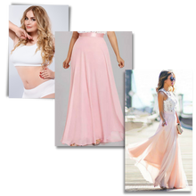 Carica l'immagine nel visualizzatore di Gallery, Abito in chiffon con pizzo dallo stile prairie chic - Ozerty