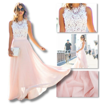 Carica l'immagine nel visualizzatore di Gallery, Abito in chiffon con pizzo dallo stile prairie chic - Ozerty