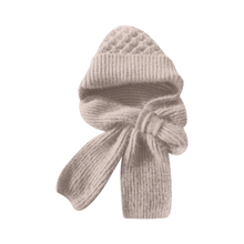 Carica l'immagine nel visualizzatore di Gallery, Cappello con cappuccio in maglia antivento con sciarpa e protezione per le orecchie integrate -Beige - Ozerty