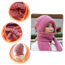 Carica l'immagine nel visualizzatore di Gallery, Cappello con cappuccio in maglia antivento con sciarpa e protezione per le orecchie integrate - Ozerty