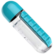 Carica l&#39;immagine nel visualizzatore di Gallery, Bottiglia d&#39;acqua in plastica con portapillole - Ozerty
