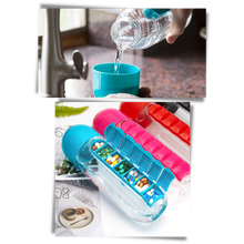 Carica l&#39;immagine nel visualizzatore di Gallery, Bottiglia d&#39;acqua in plastica con portapillole - Ozerty
