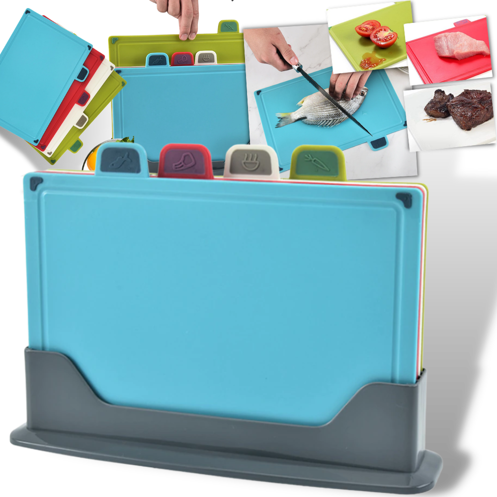 Set di taglieri 4 pezzi con supporto - Ozerty