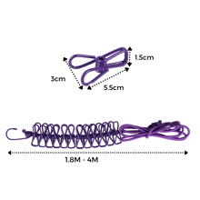 Carica l&#39;immagine nel visualizzatore di Gallery, Stendibiancheria da campeggio elasticizzato da 4 m con picchetti - Ozerty
