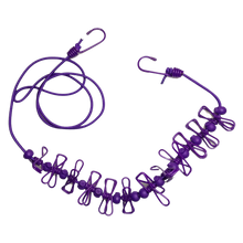 Carica l&#39;immagine nel visualizzatore di Gallery, Stendibiancheria da campeggio elasticizzato da 4 m con picchetti
