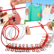 Carica l&#39;immagine nel visualizzatore di Gallery, Stendibiancheria da campeggio elasticizzato da 4 m con picchetti - Ozerty
