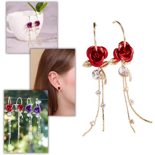 Orecchini con nappe rosa - Ozerty