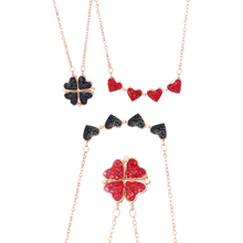 Carica l&#39;immagine nel visualizzatore di Gallery, Collana a cuore regolabile a 4 foglie di trifoglio
