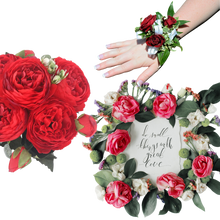 Carica l&#39;immagine nel visualizzatore di Gallery, Bouquet di fiori artificiali di seta con peonie e rose - Ozerty
