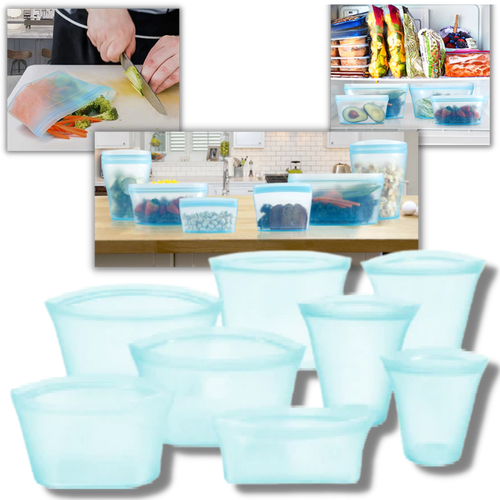 Confezione da 8 sacchetti in silicone per alimenti riutilizzabili - Ozerty