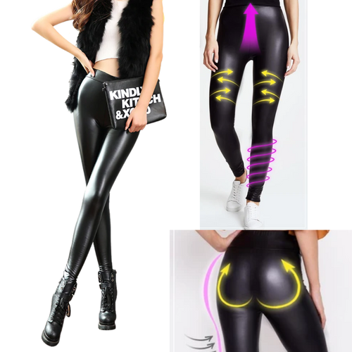 Pantaloni in ecopelle a vita alta - Ozerty