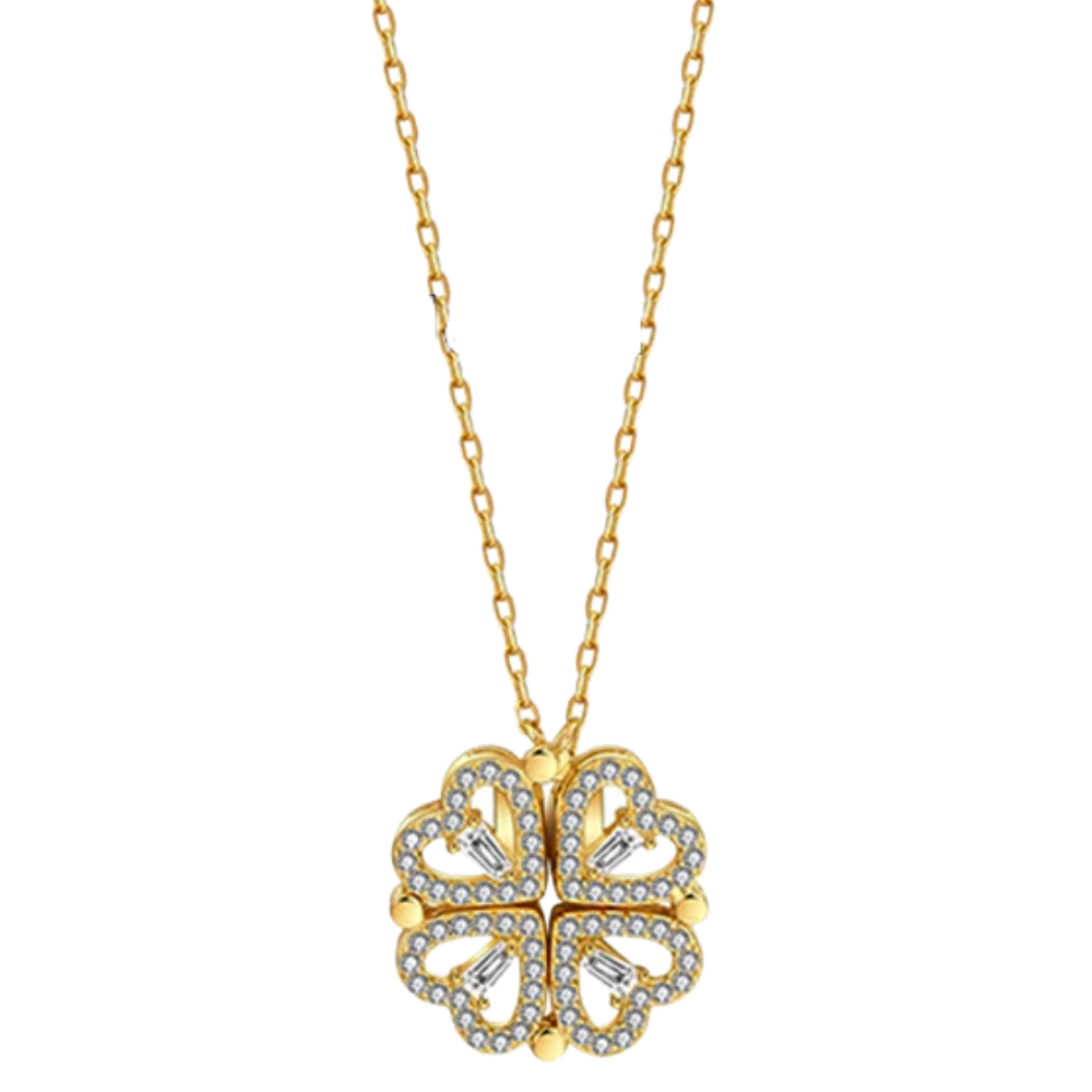 Collana a forma di cuore a quattro foglie