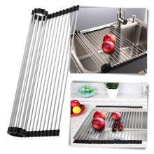 Carica l&#39;immagine nel visualizzatore di Gallery, Scolapiatti in acciaio inossidabile arrotolabile per piatti e alimenti - Ozerty
