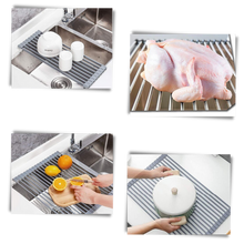 Carica l&#39;immagine nel visualizzatore di Gallery, Scolapiatti in acciaio inossidabile arrotolabile per piatti e alimenti - Ozerty
