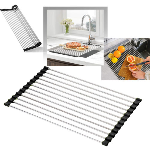 Scolapiatti in acciaio inossidabile arrotolabile per piatti e alimenti - Ozerty