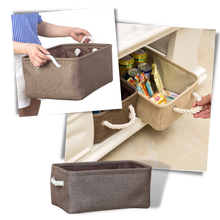 Carica l&#39;immagine nel visualizzatore di Gallery, Elegante cestino di lino con manici in corda - Ozerty
