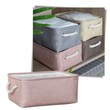 Carica l&#39;immagine nel visualizzatore di Gallery, Elegante cestino di lino con manici in corda
