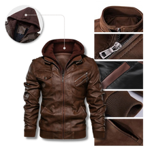 Carica l&#39;immagine nel visualizzatore di Gallery, Giacca da moto classica in pelle marrone - Ozerty
