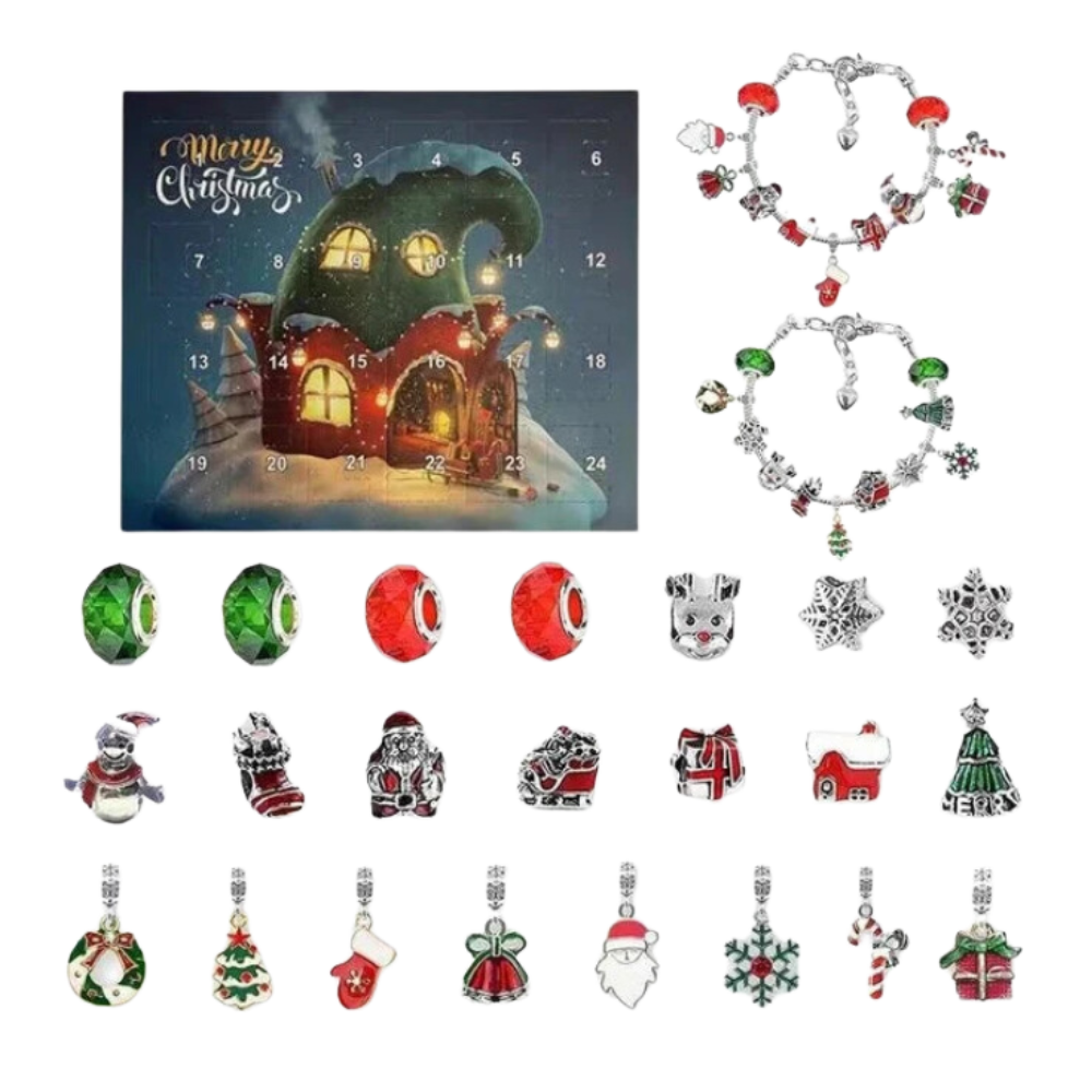 Calendario dell'Avvento 24 Giorni con Gioielli Fai-da-Te -Regali di Babbo Natale - Ozerty