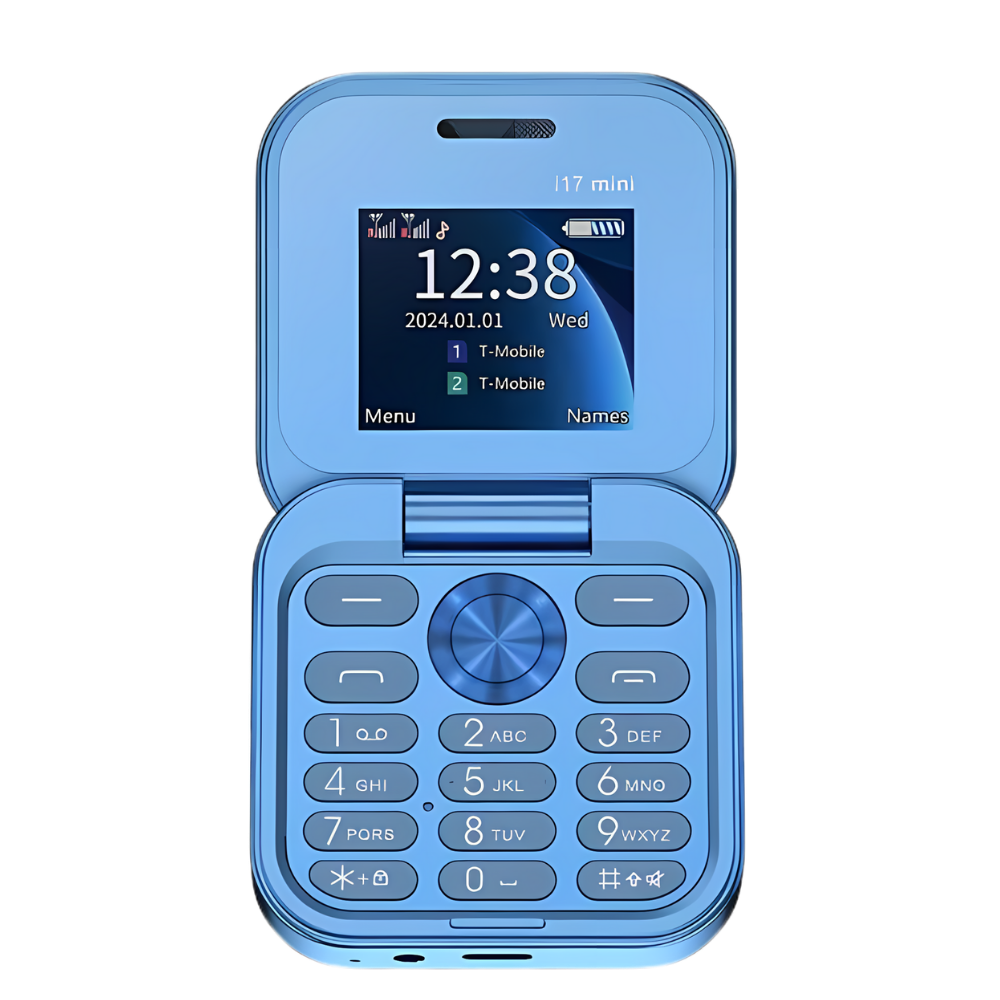 Telefono cellulare pieghevole Dual Sim piccolo  -I17 Pro/Blu - Ozerty