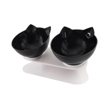 Carica l&#39;immagine nel visualizzatore di Gallery, Ciotola comfort rialzata per gatti -Nero/Doppio - Ozerty
