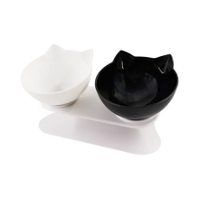 Carica l&#39;immagine nel visualizzatore di Gallery, Ciotola comfort rialzata per gatti -Bianco Nero/Doppio - Ozerty
