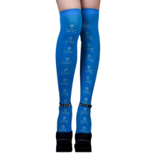 Carica l&#39;immagine nel visualizzatore di Gallery, Calze Compressori con Design Festivi per Halloween -Scheletro blu - Ozerty
