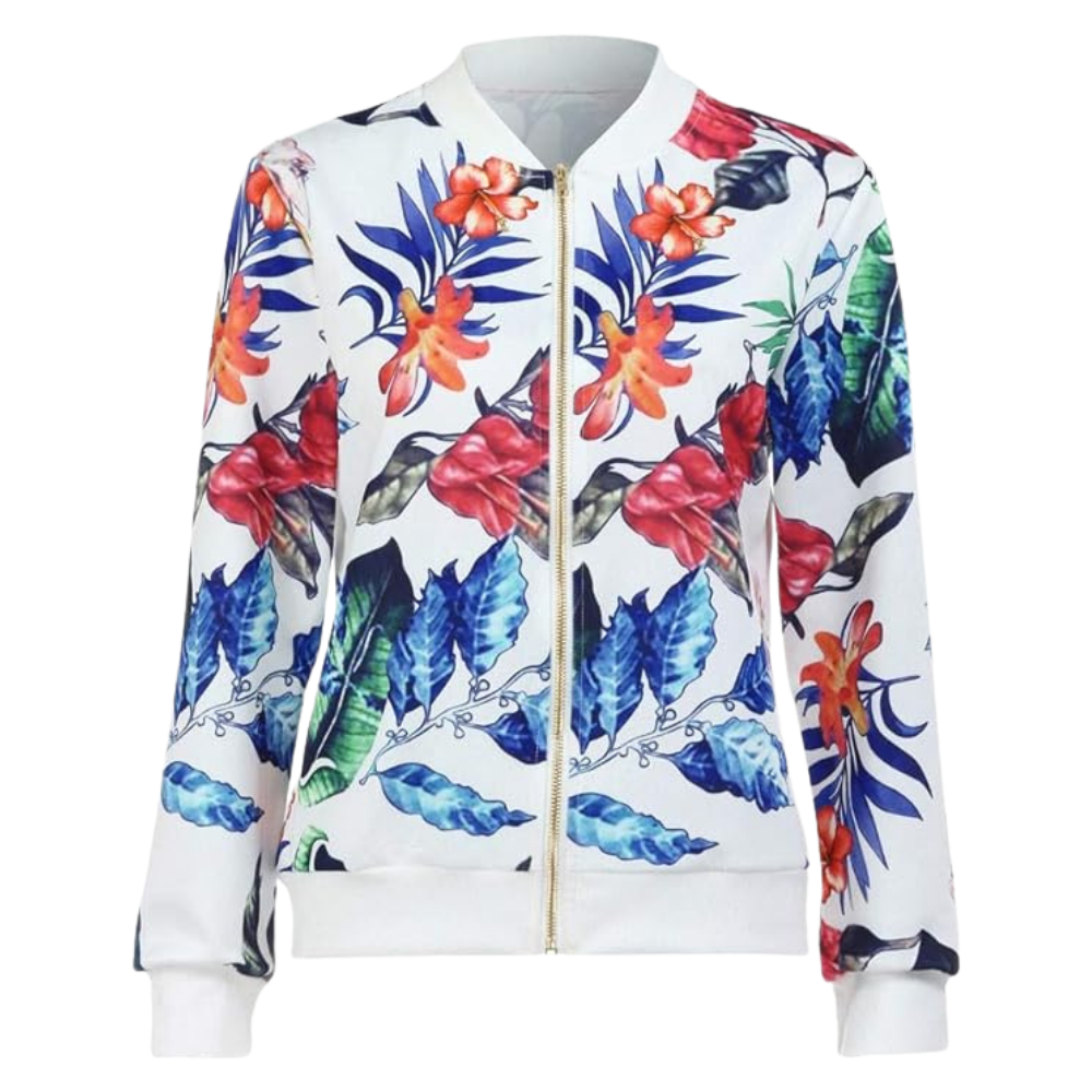 Giacca bomber a maniche lunghe a fiori
 -Bianco/SBianco/MBianco/LBianco/XLBianco/XXLBianco/3XLBianco/4XLBianco/5XL - Ozerty