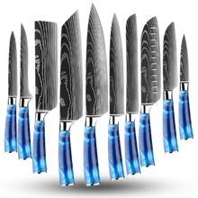 Carica l&#39;immagine nel visualizzatore di Gallery, Coltelli giapponesi Blu Oceano -Set di 10 coltelli da chef giapponesi - Ozerty

