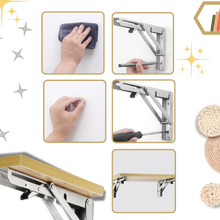 Carica l&#39;immagine nel visualizzatore di Gallery, Eleganti staffe pieghevoli a muro per ripiani - Ozerty
