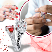 Carica l&#39;immagine nel visualizzatore di Gallery, Anello drago d&#39;argento, fatto a mano e unico nel suo genere - Ozerty
