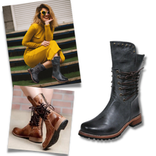 Carica l&#39;immagine nel visualizzatore di Gallery, Stivaletti in Pelle PU Vintage - Ozerty
