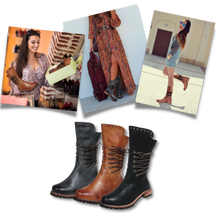 Carica l&#39;immagine nel visualizzatore di Gallery, Stivaletti in Pelle PU Vintage - Ozerty
