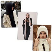 Carica l&#39;immagine nel visualizzatore di Gallery, Cappello con cappuccio in maglia antivento con sciarpa e protezione per le orecchie integrate - Ozerty
